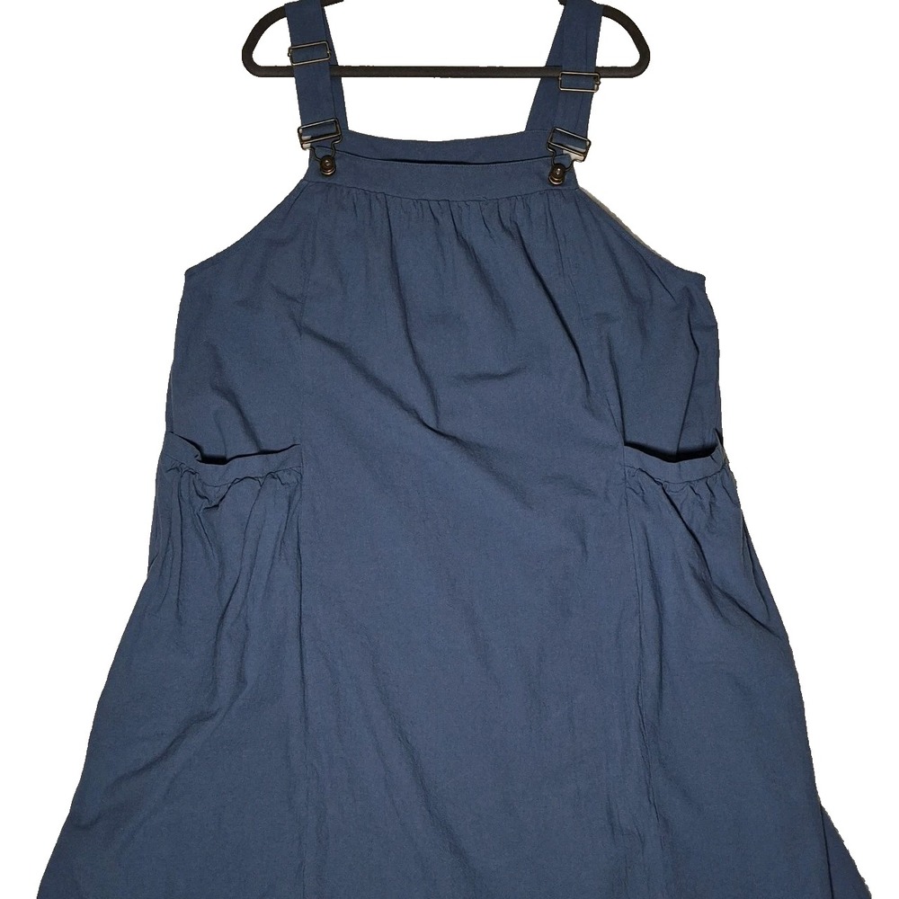 Bloom Chic Blue Overall Dress Jumper Pinafore Pockets Cottage Lagenlook Sz 18/20
